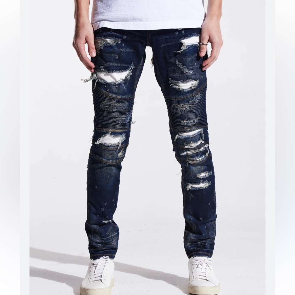Embellish Ambrose Biker Jeans Size 44 Rare-Nwt Distressed Skinny Fit W/Stretch